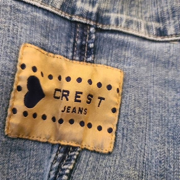 🥳hp🥳CREST WASHED OUT UNIQUE BLUE JEAN JACKET - Picture 11 of 13